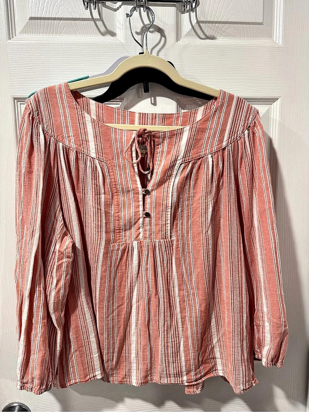 ana Striped Cotton Tunic in Pink & White XXL